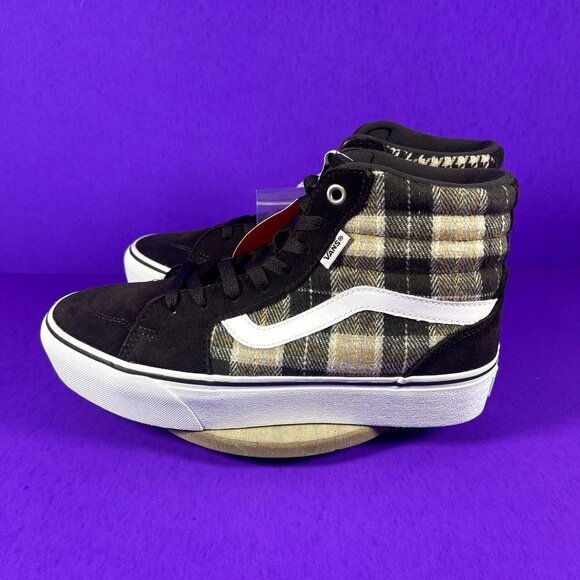 Vans Filmore Hi Platform Plaid Mix Brown/White High-Top Sneakers Shoe Sz 9.5 NWT - Picture 3 of 9